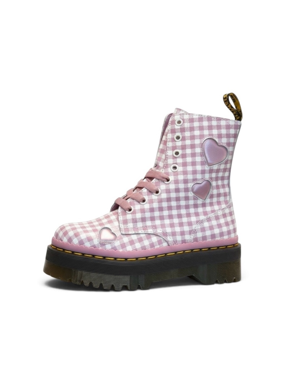 Dr. Martens Pink Gingham Jadon Heart White Dusty Rose - Picture 3 of 9